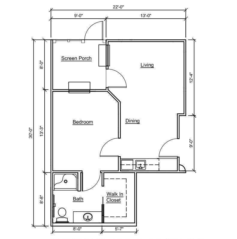 One bedroom deluxe floorplan